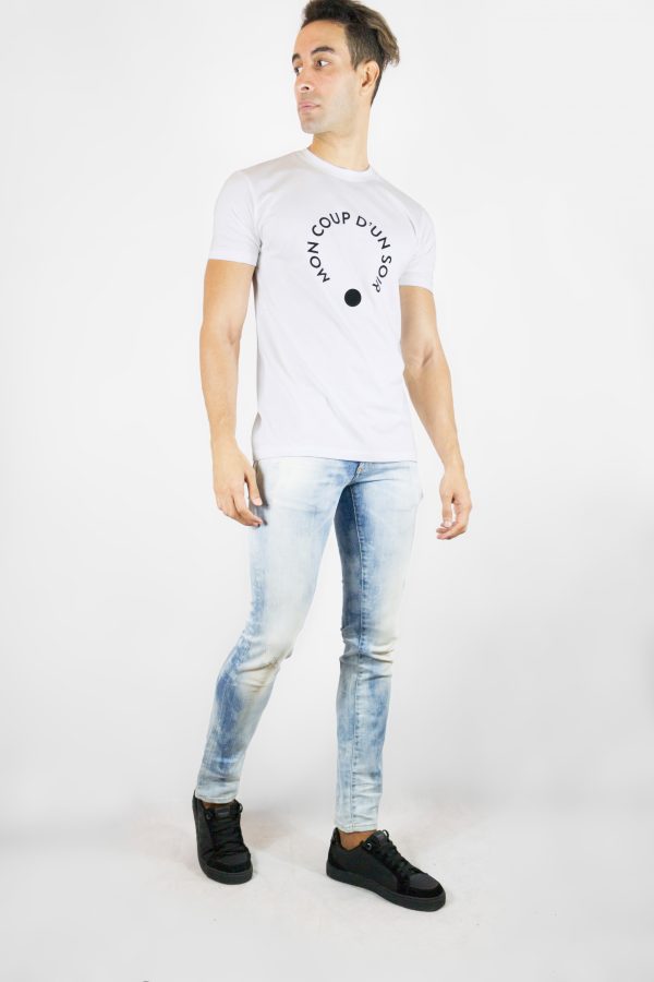 T-shirt homme blanc par Mon Coup D'un Soir pour Les Intimes