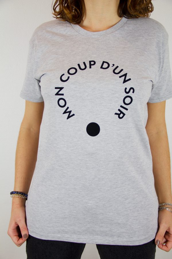 T-shirt gris flocage noir Mon Coup D'un Soir